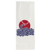 赤、白、青の海の夕日と波 ワインギフトバッグ (裏面)