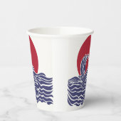 赤、白、青の海の夕日と波 紙コップ (左)