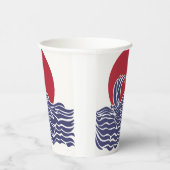 赤、白、青の海の夕日と波 紙コップ (右)