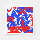 赤、白、青の渦巻き スタンダードカクテルナプキン (正面)