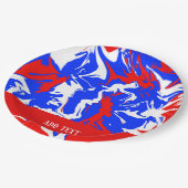 赤、白、青の渦巻き ペーパープレート (アングル)