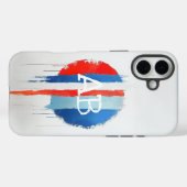 赤、白、青の滴るモノグラ絵を描ム Case-Mate iPhoneケース (裏面 (横))