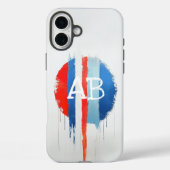 赤、白、青の滴るモノグラ絵を描ム Case-Mate iPhoneケース (裏面)