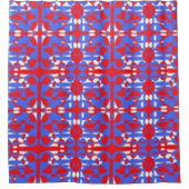 赤、白、青の球体 シャワーカーテン (正面)