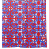 赤、白、青の球体 シャワーカーテン (正面)