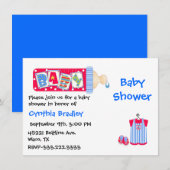 赤、白、青の男の赤ちゃんシャワーの招待 招待状 (正面/裏面)