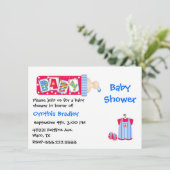 赤、白、青の男の赤ちゃんシャワーの招待 招待状 (スタンド正面)