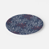 赤、白、青の花火パターン ペーパープレート (アングル)