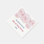 赤・白・青の花火7月4日のパーティー スタンダードカクテルナプキン (角)