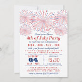 赤・白・青の花火7月4日のパーティー 招待状 (正面)