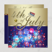 赤・白・青の花火　7月4日　ご招待状 招待状 (正面/裏面)