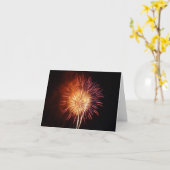 赤、白、青の花火 I 愛国的な カード (黄色い花)