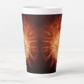 赤・白・青の花火I愛国心 カフェラテマグ (正面)