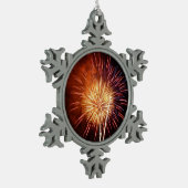 赤・白・青の花火I愛国心 スノーフレークピューターオーナメント (左)