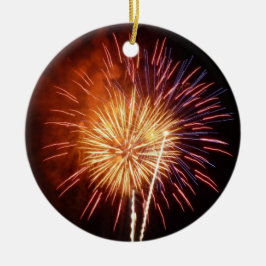 赤・白・青の花火I愛国心 セラミックオーナメント