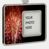 赤・白・青の花火II愛国心 シルバープレートフレームオーナメント (右)