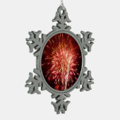 赤・白・青の花火II愛国心 スノーフレークピューターオーナメント (左)