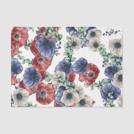 赤、白、青の花 薄葉紙 (正面)