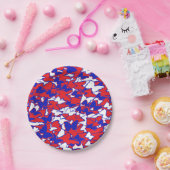 赤、白、青の蝶のプレートピクニック ペーパープレート (パーティー)