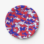 赤、白、青の蝶のプレートピクニック ペーパープレート (正面)