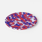 赤、白、青の蝶のプレートピクニック ペーパープレート (アングル)