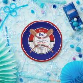 赤、白、青の野球紙プレート、2サイズ ペーパープレート (パーティー)