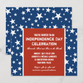 赤、白、青の7月4日パーティー招待状 招待状 (正面/裏面)
