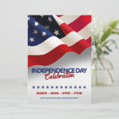 赤・白・青アメリカ国旗7月4日パーティー 招待状 (スタンド正面)