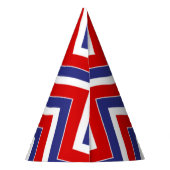 赤、白、青シェブロン1-紙パーティー帽子 パーティーハット (裏面)