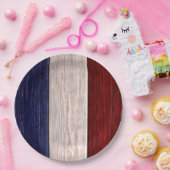 赤・白・青ストライプの材 ペーパープレート (パーティー)