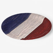 赤・白・青ストライプの材 ペーパープレート (アングル)