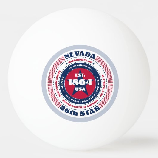 赤、白、青ネバダの円 卓球ボール (正面)