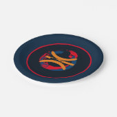 赤/白/青バスケットボール7"アクセント紙プレート ペーパープレート (アングル)