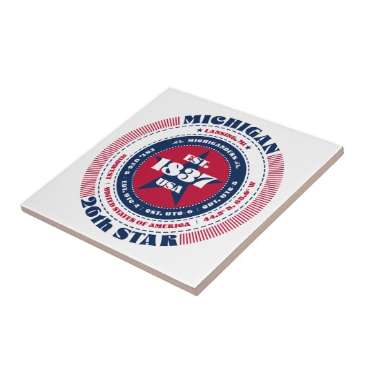 赤、白、青ミシガンのセラミックタイル タイル (側面)