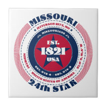 赤、白、青ミズーリのセラミックタイル