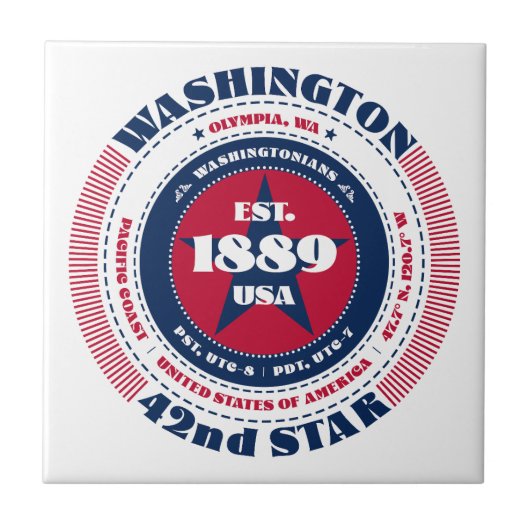 赤、白、青ワシントンセラミックタイル タイル (正面)