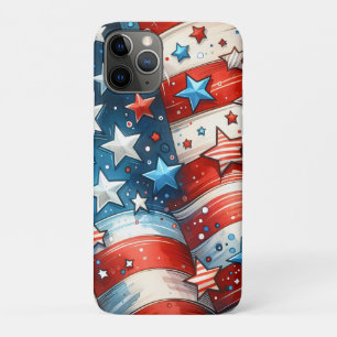 赤・白・青抽象芸術米国国旗の愛国心 iPhone 11 PROケース