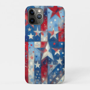 赤・白・青抽象芸術米国国旗の愛国心 iPhone 11 PROケース