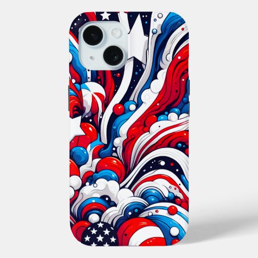 赤・白・青抽象芸術米国国旗の愛国心 Case-Mate iPhoneケース (裏面)
