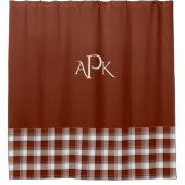 赤、白、青数々の糸の格子縞 シャワーカーテン (正面)