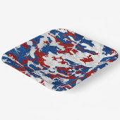 赤・白・青迷彩柄7月4日グリッター紙プラット ペーパープレート (傾斜あり)