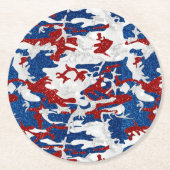赤・白・青迷彩柄7月4日グリッター ラウンドペーパーコースター (正面)