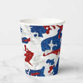 赤・白・青迷彩柄7月4日グリッター 紙コップ (裏面)