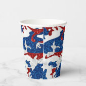赤・白・青迷彩柄7月4日グリッター 紙コップ (右)