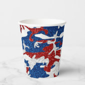 赤・白・青迷彩柄7月4日グリッター 紙コップ (正面)