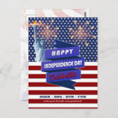 赤・白・青7月4日パーティの招待状 ポストカード (正面/裏面)