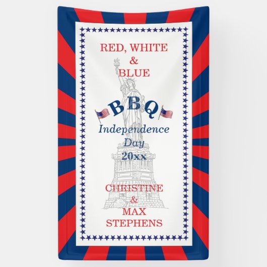 赤・白・青7月4日パーティー 横断幕 (縦)