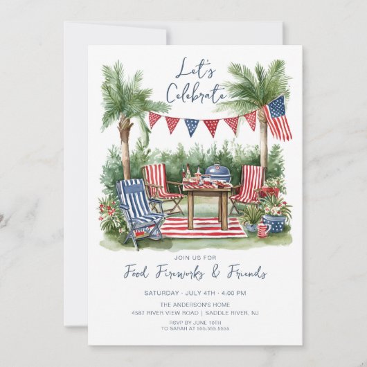 赤・白・青7月4日 招待状 (正面)