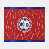 赤、白、青、サッカーコーチありがとう フリースブランケット (正面(横))
