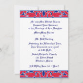 赤、白、青、ダマスクの結婚式 招待状 (裏面)